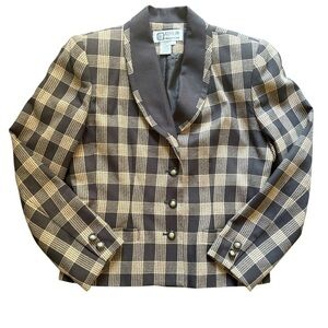 Vintage Women’s Plaid Blazer Jacket Checkered Workwear Fall Winter Made in USA